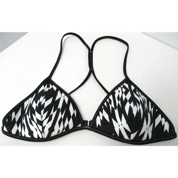 Victoria's Secret Swim Racerback Bikini Top and Strapy Bottoms Black White Pink - Picture 2 of 7